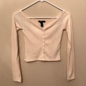 Forever 21 Ribbed, Off the Shoulder Long Sleeve